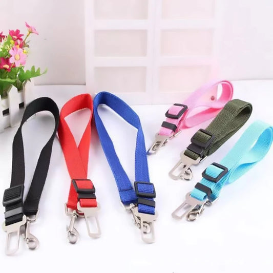 Pet Safety Seat Belt for Dogs and Cats - Adjustable Vehicle Harness with Clip and Traction Lead GXQ05