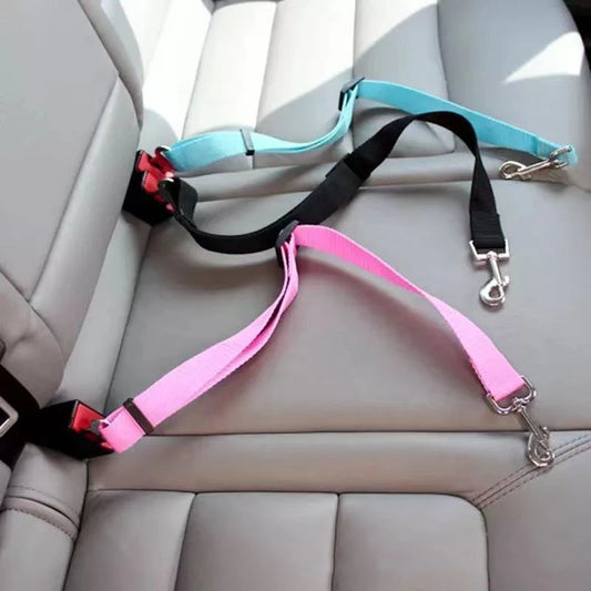 Pet Safety Seat Belt for Dogs and Cats - Adjustable Vehicle Harness with Clip and Traction Lead GXQ05