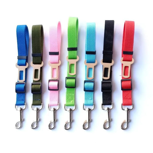 Pet Safety Seat Belt for Dogs and Cats - Adjustable Vehicle Harness with Clip and Traction Lead GXQ05